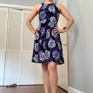Banana Republic Floral Blue Dress sz 0P EUC